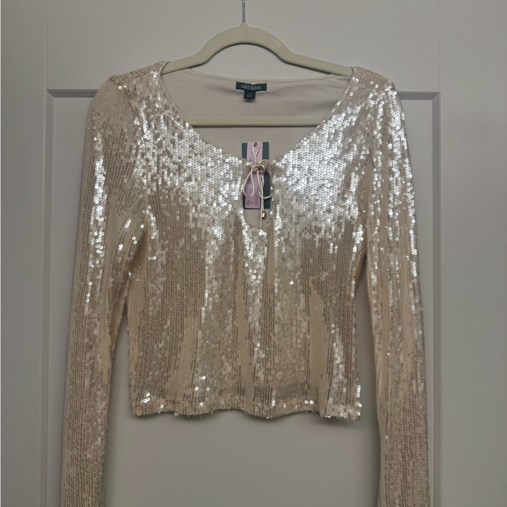 Sequin Cream Top